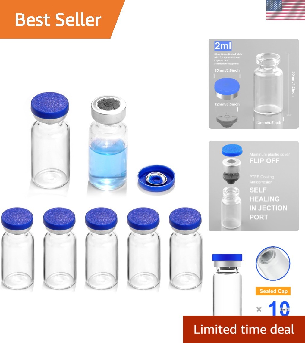 Glass Vials 2ml 10 Pack Sealed Reusable Sterile Laboratory Vials
