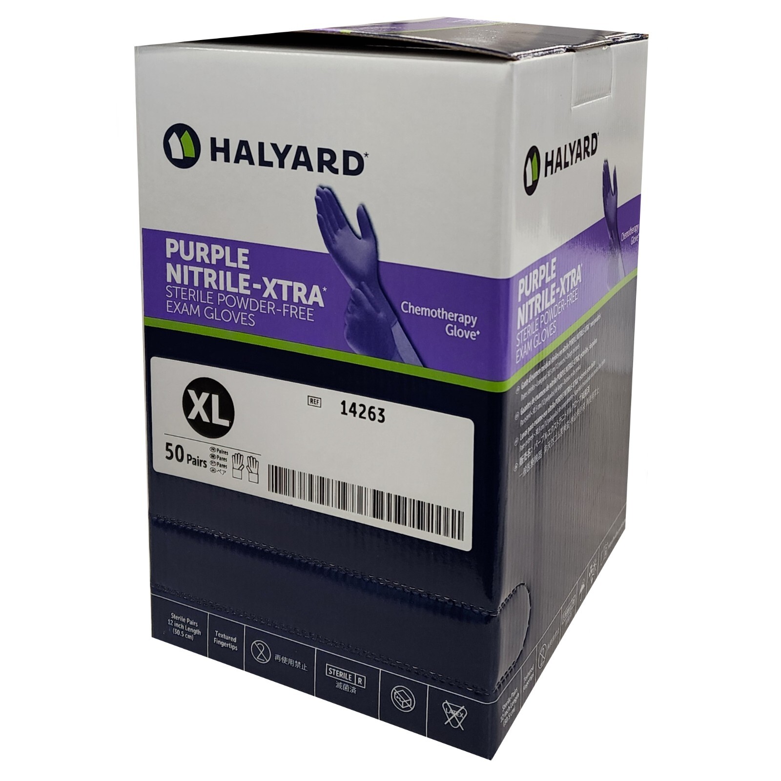 *50-Pairs* Halyard Nitrile-Xtra PF Chemotherapy Exam Glove Purple Sterile 14263