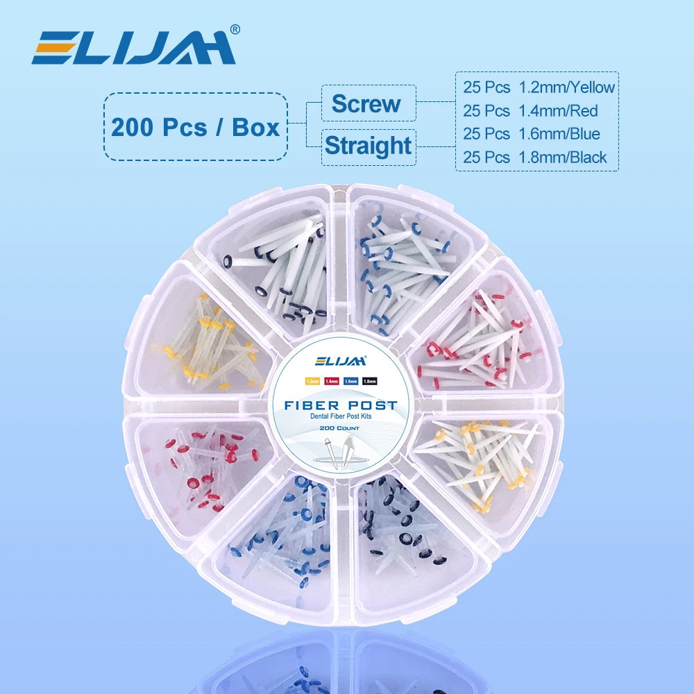 1Box Dental Fiber Post Kits Screw/Straight Post Quartz Glass Thread Pile