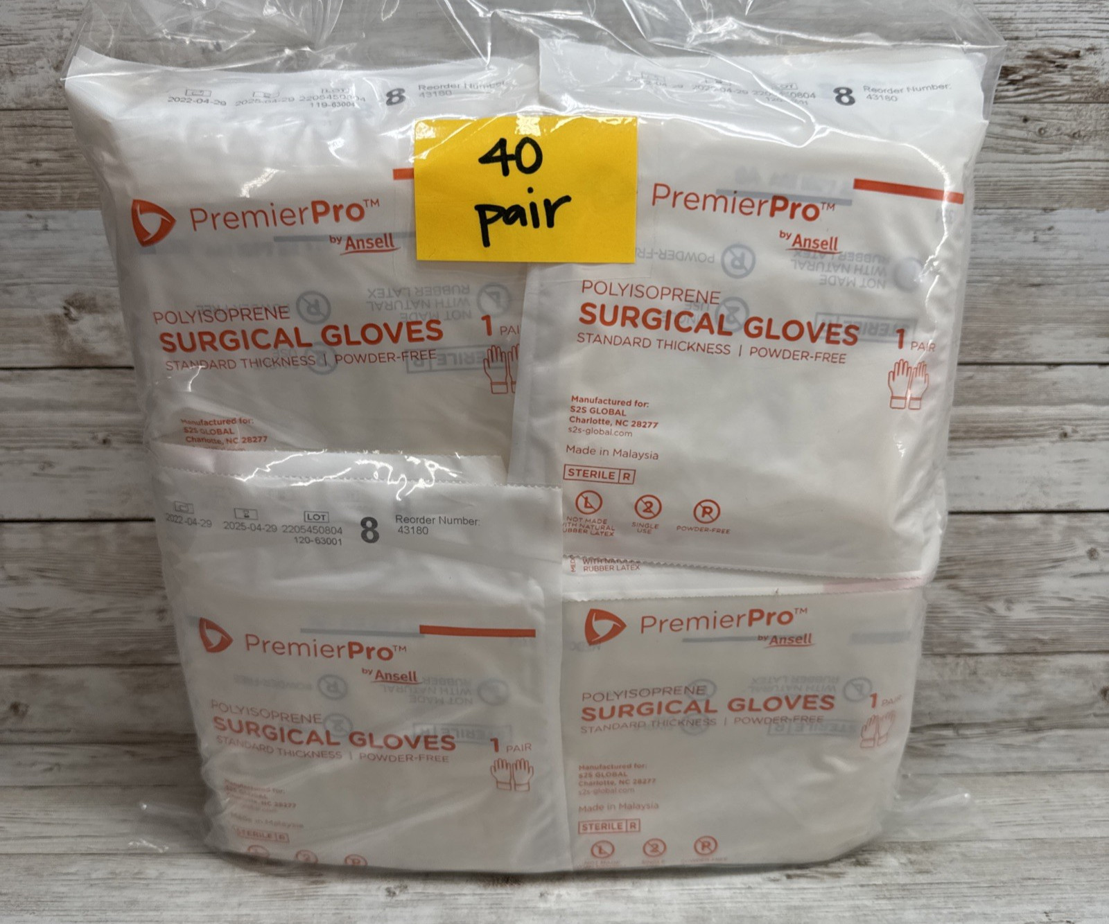Premier Pro PI Surgical Gloves Polyisoprene Ansell *40 Pair* Size: 8 *See Date*