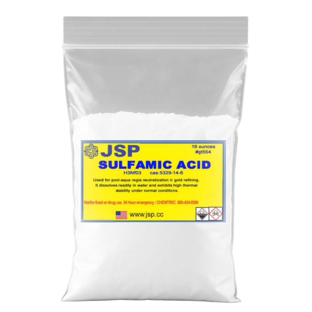JSP Sulfamic Acid 16oz Bag 99% Pure Reagent Grade Fine Powder Gold Refining Aqua