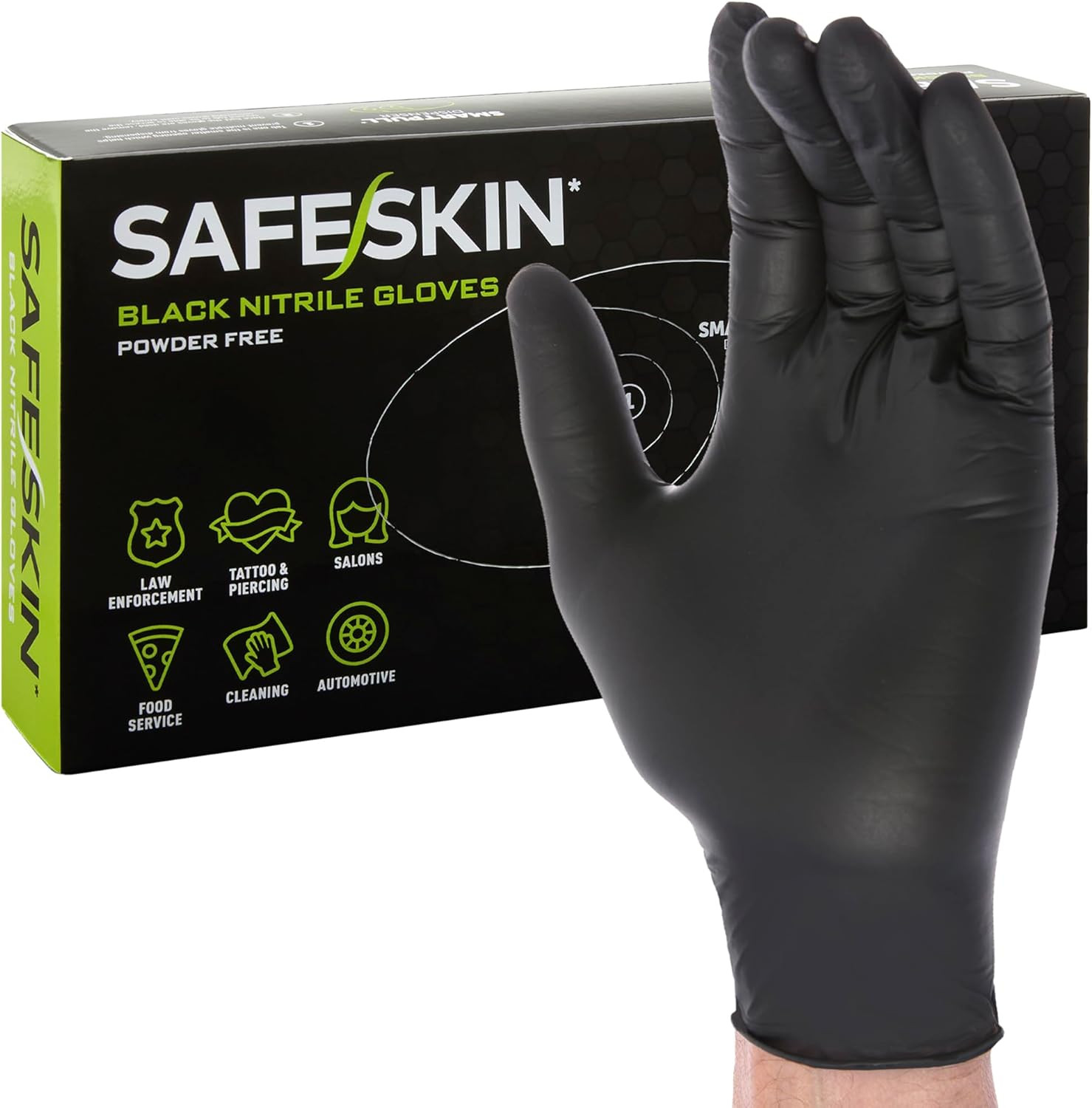 Black Nitrile Disposable Gloves Powder Free Latex Free Tattoo, Food Prep, 3.5 Mi