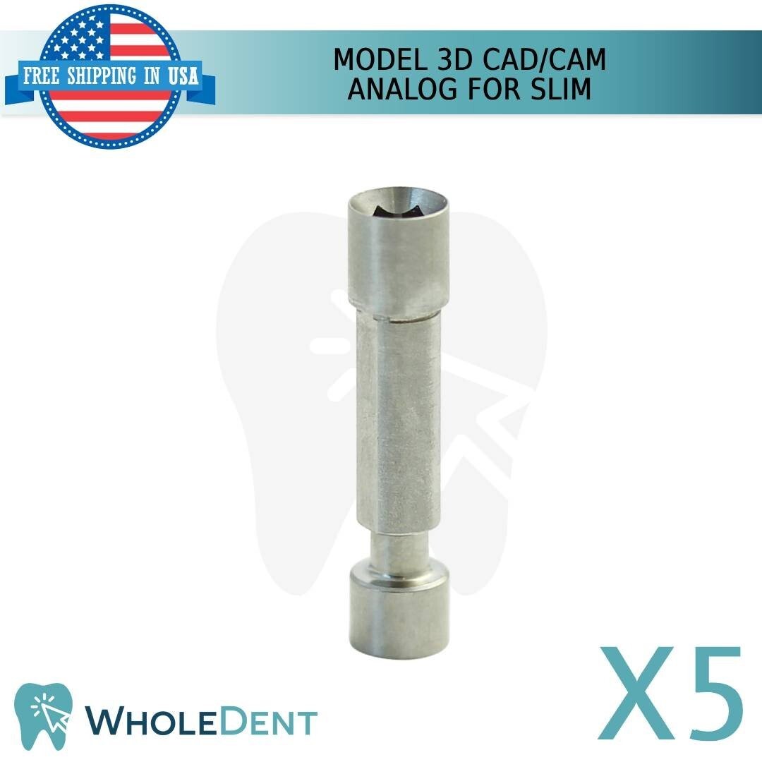 5x Dental Slim 3D Analog Int Hex Connection 2.0mm CAD/CAM Stainless Steel