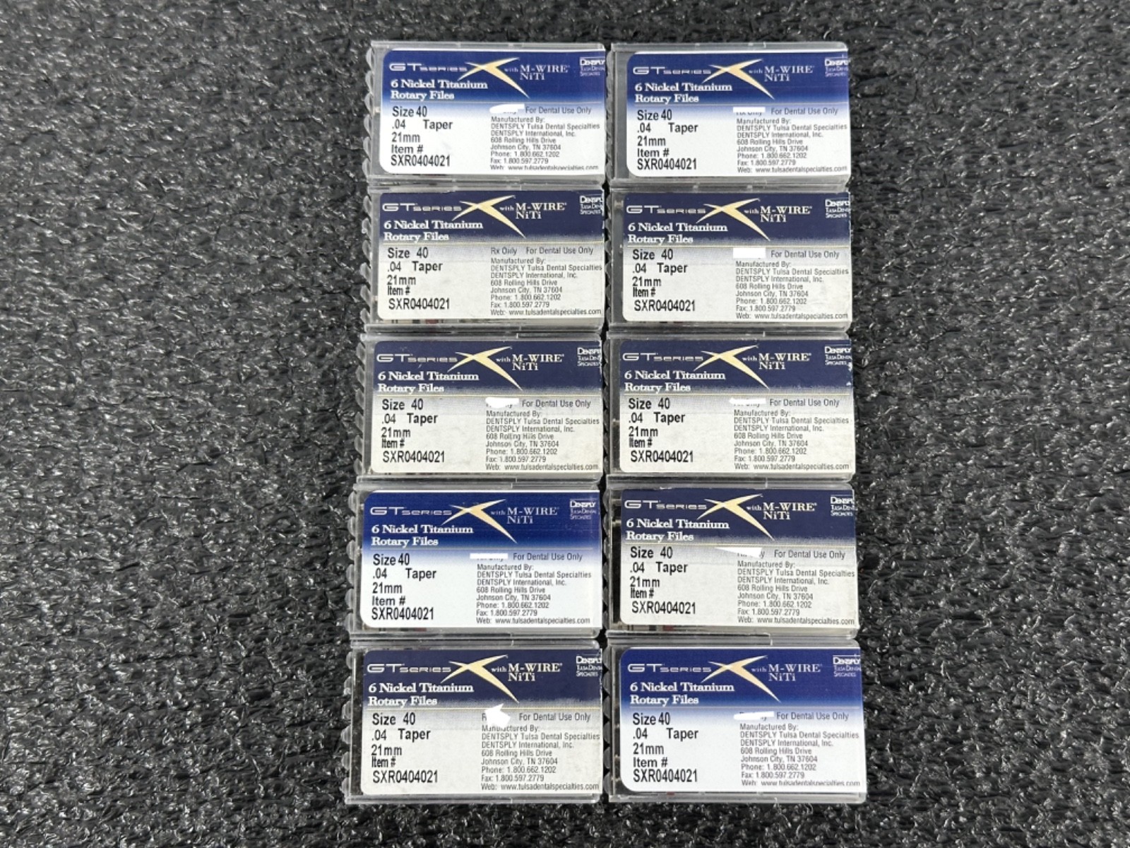Dentsply GT Series X SXR0404021 Rotary Files Size 40 .04 Taper 21mm Lot of 10