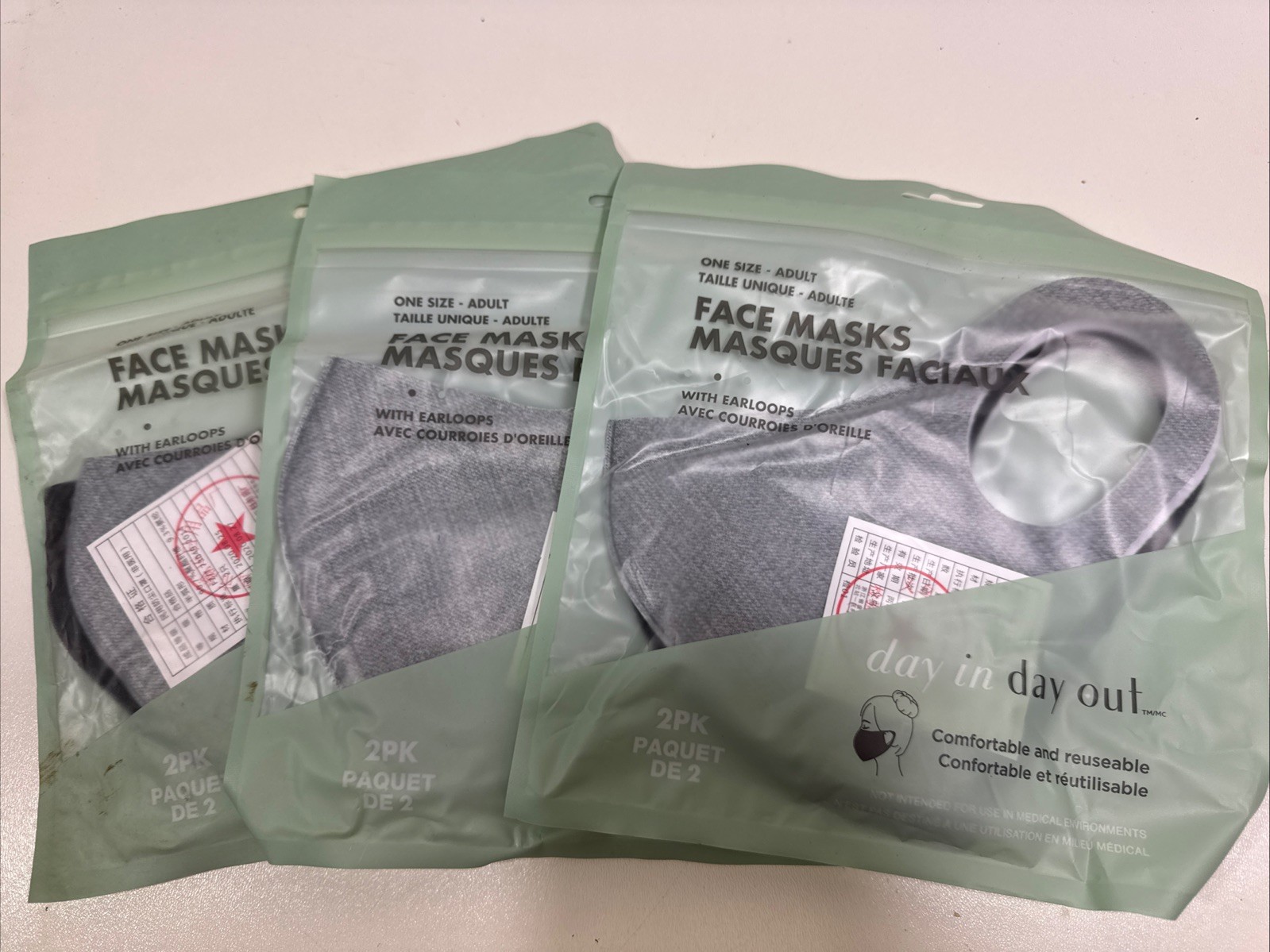 6 Adult Face Masks Black/Gray Washable Reusable Breathable 2 each 3 Packs New