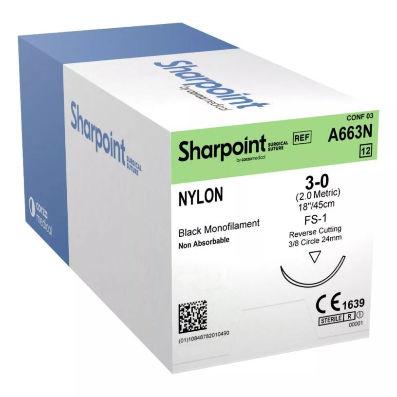 *12-Pieces* Sharpoint Nylon Black Monofilament 18″ FS-1 Reverse Cutting A663N