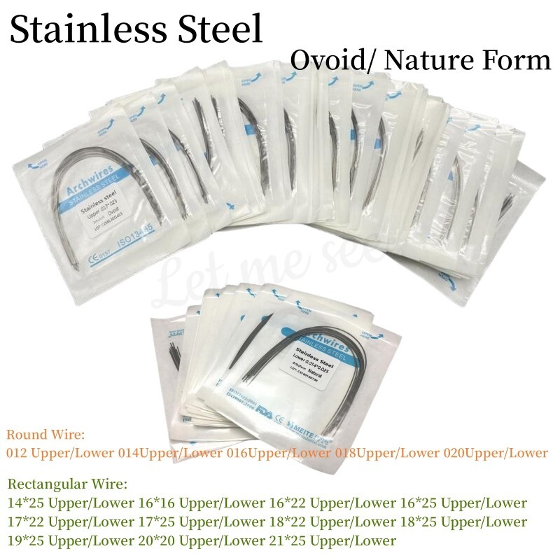 Dental Orthodontic Arch Wire Stainless Steel Round Rectangular Ovoid / Natural