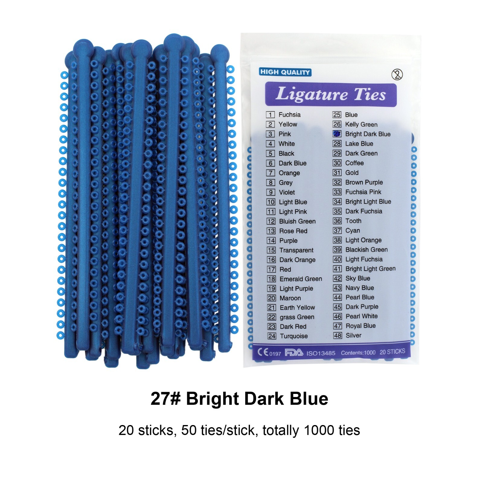 1000pcs 27# Dark Blue Orthodontic Elastics Ligature Ties Braces Rubber Bands