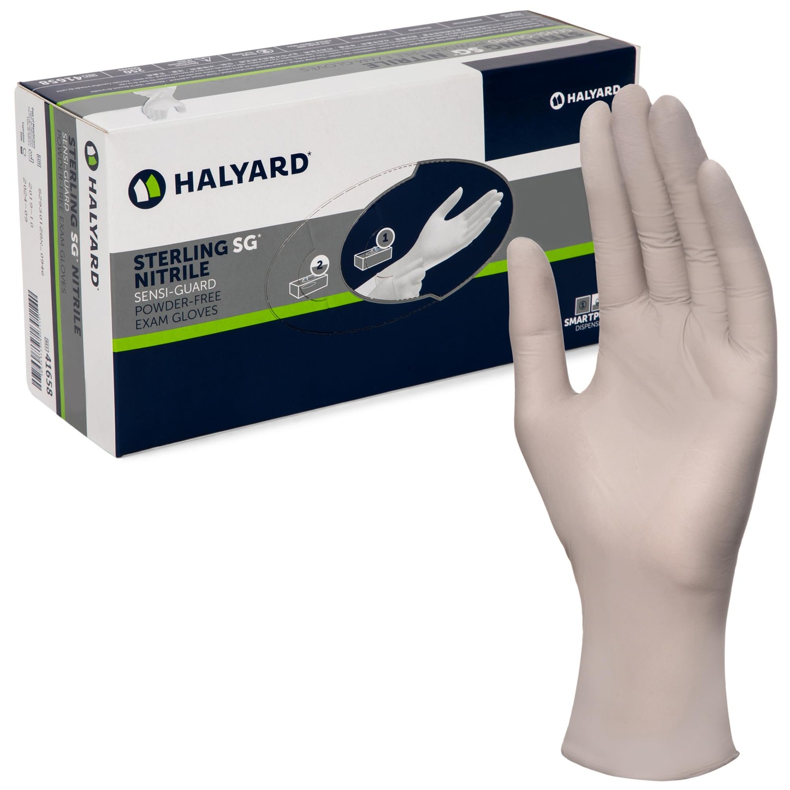 Sterling SG Nitrile Powder-Free Exam Gloves, 3.7 mil, 9.5, Gray, X-Large, 41662