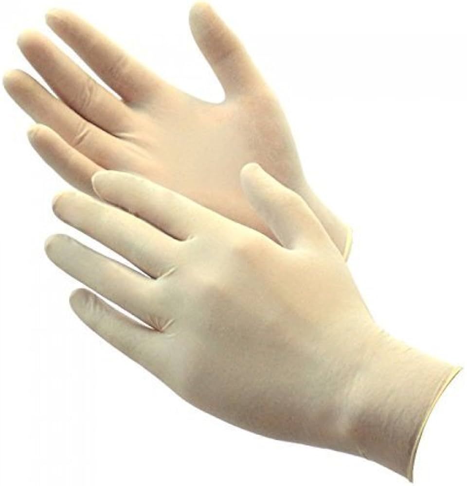 House Brand Latex Gloves: SMALL, White, Polymer Coated, Non-Sterile