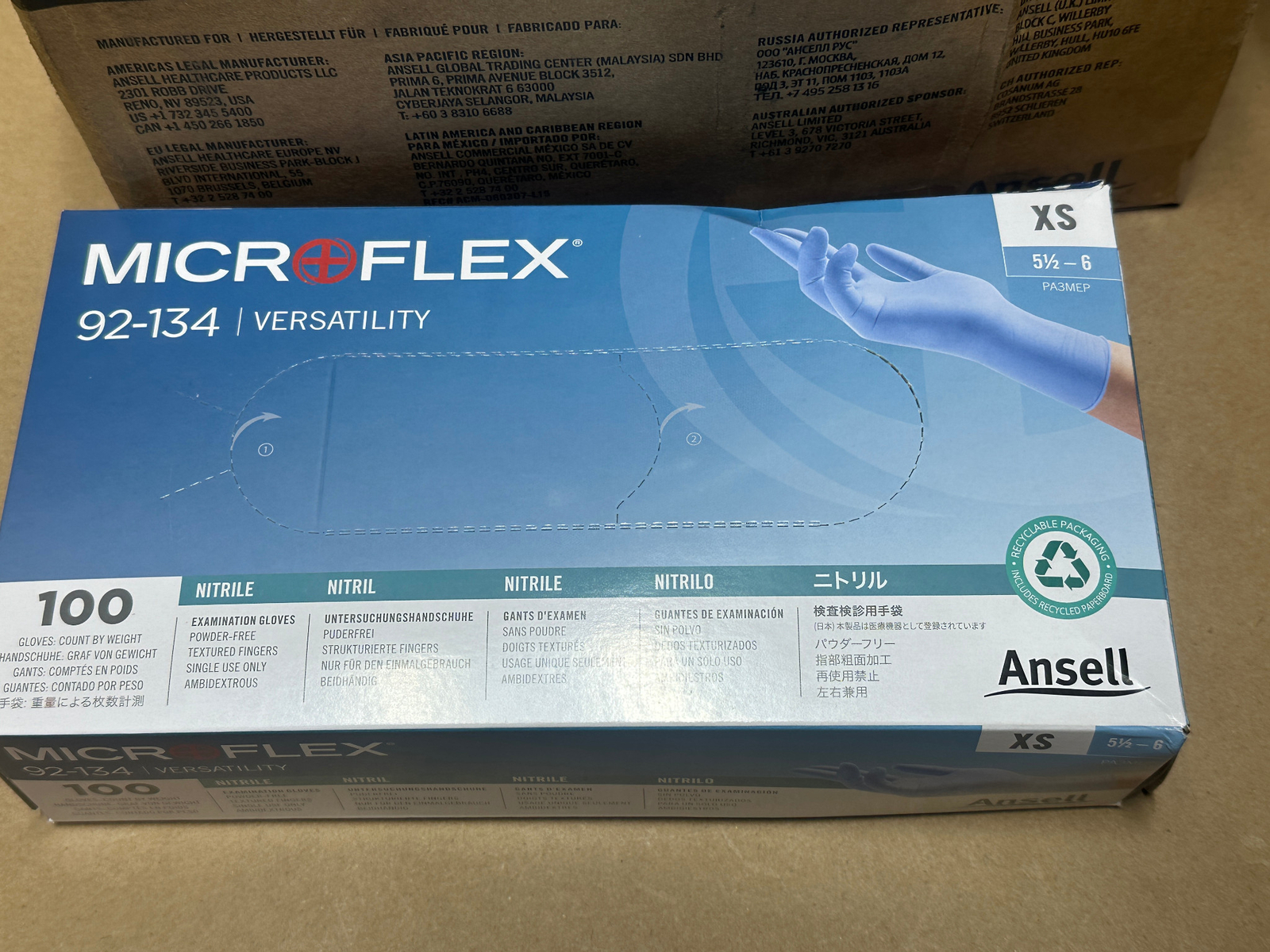 1000x Pack Lot Ansell Microflex 92-134 Size XS 5.5-6 Exam Nitrile Gloves – Blue