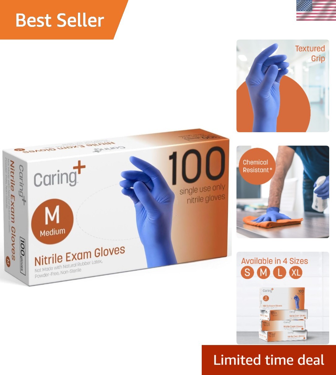 Disposable Nitrile Gloves – 100 Count, Chemical-Resistant, Ideal for First Aid