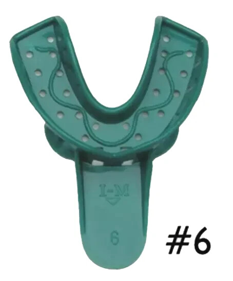 12/PK Benco Dental™ Perforated Sm Low #6 Green Disposable Impression Tray