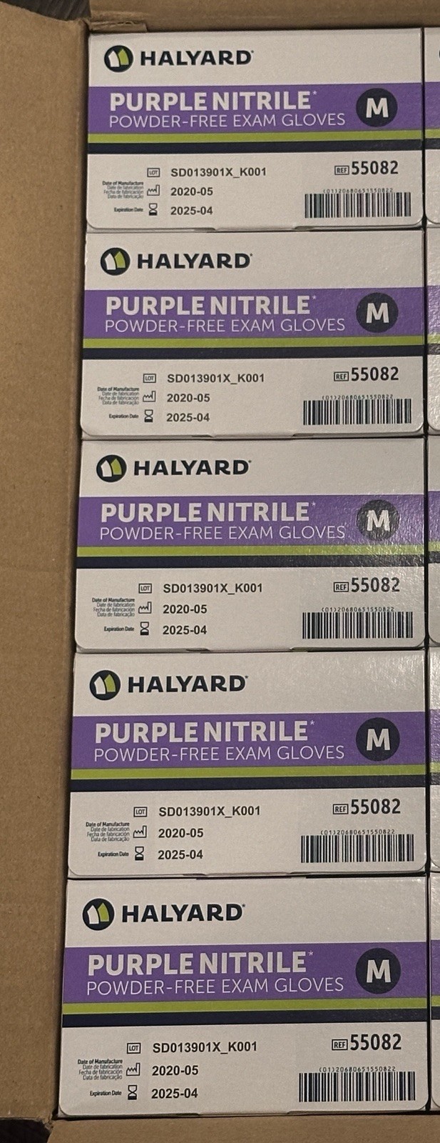 Halyard Purple Nitrile Exam Gloves 55082 – 5 BOXES of 100 (500 gloves) MEDIUM