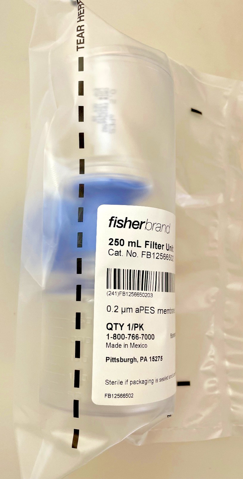 VACUUM FILTERS – Fisherbrand FB12566502 PES 0.20μm 250mL EXP 2028 !!! – LOT of 5