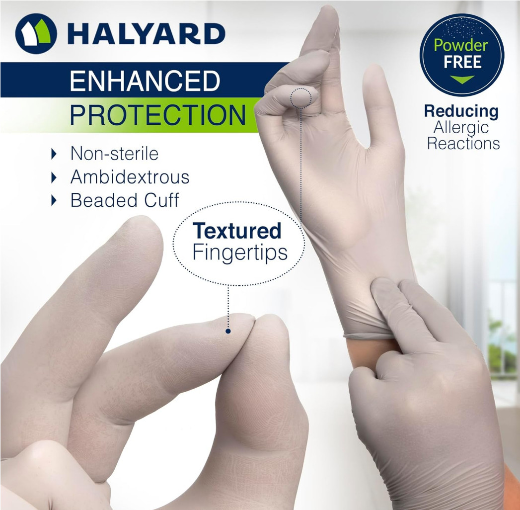 2 Boxes of 250, HALYARD Sterling SG Nitrile Powder Free Exam Gloves, 41658 Small