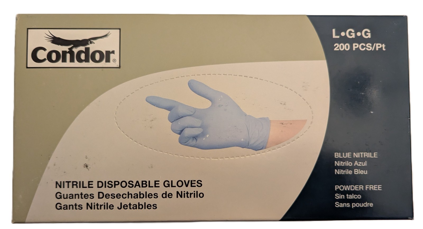 Condor Nitrile Disposable Gloves Powder Free 200 Count Large