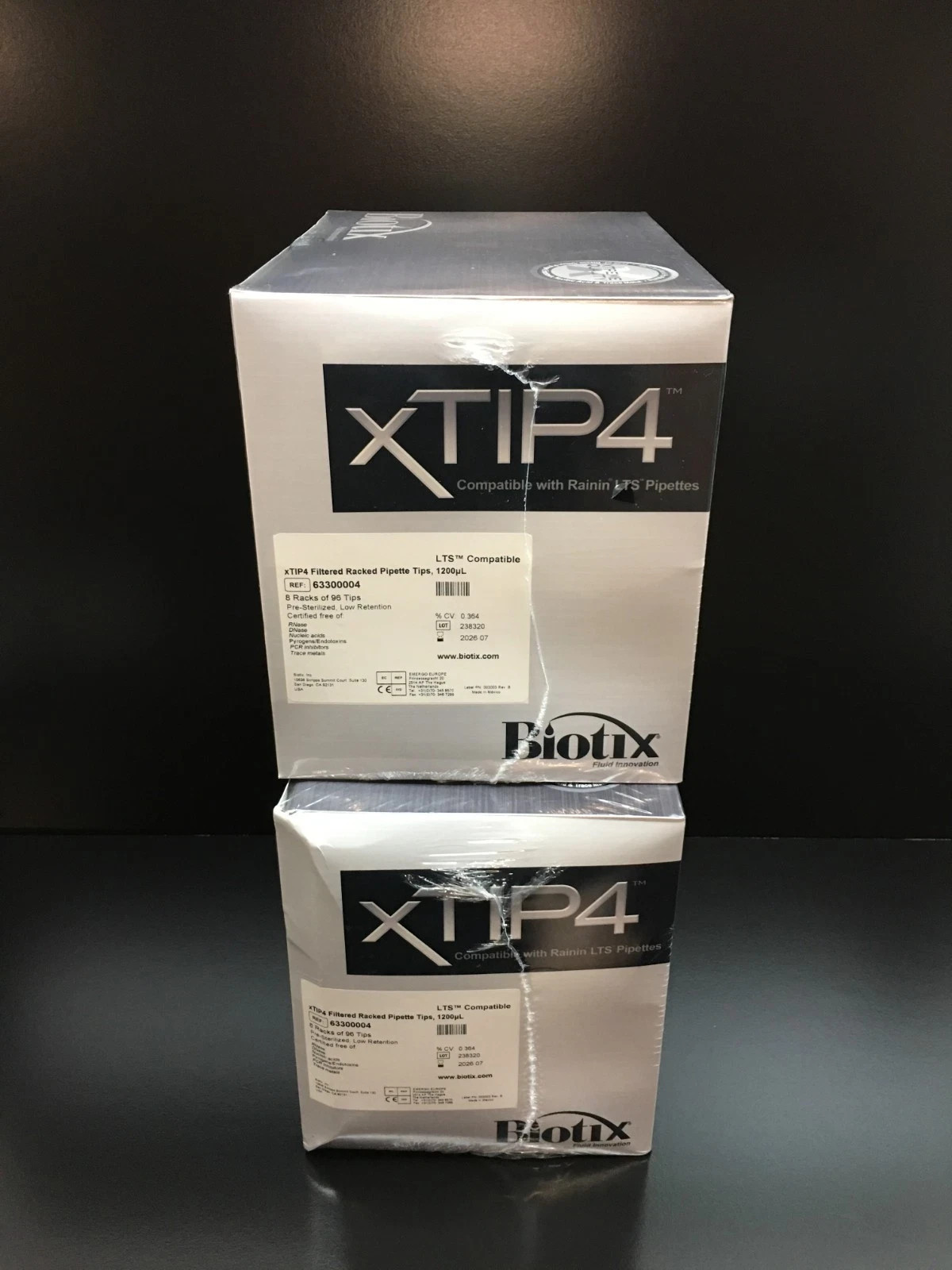 Biotix REF 63300004 xTIP4 LTS Comp Filtered Pipette Tips 1200uL Lot 2 Packs