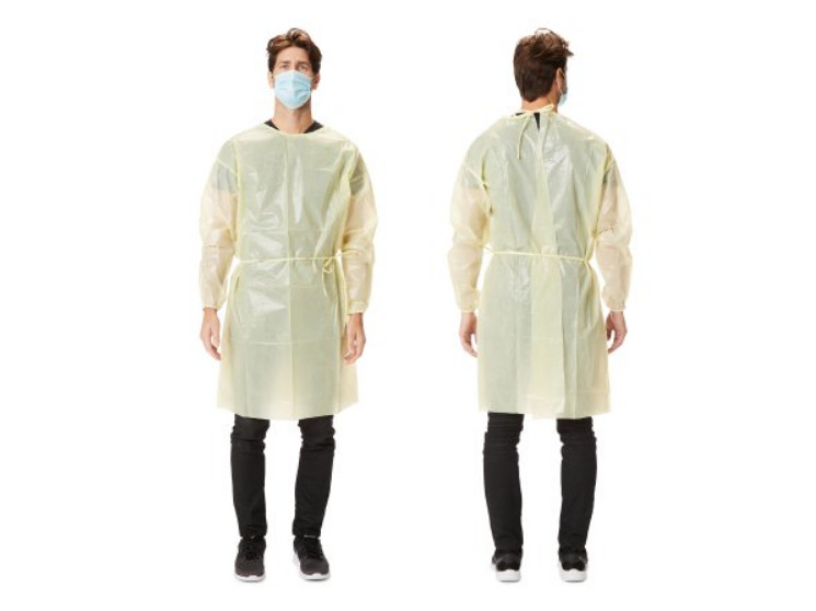 100 Count McKesson Yellow Isolation Gowns Elastic Cuff GSM 30 Size Large Exp2023
