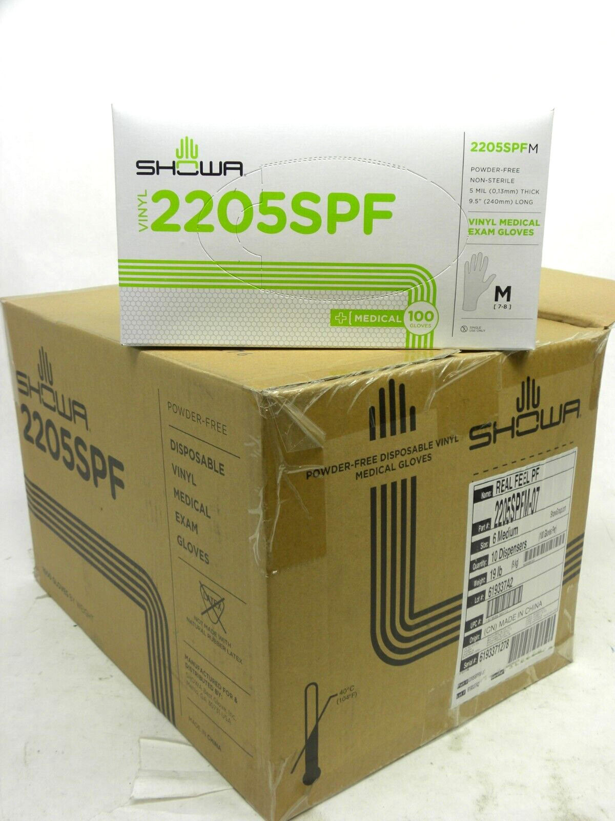 SHOWA 2205SPF-MEDIUM Vinyl Disposable Medical Exam Gloves 5MIL Powder&Latex-Free