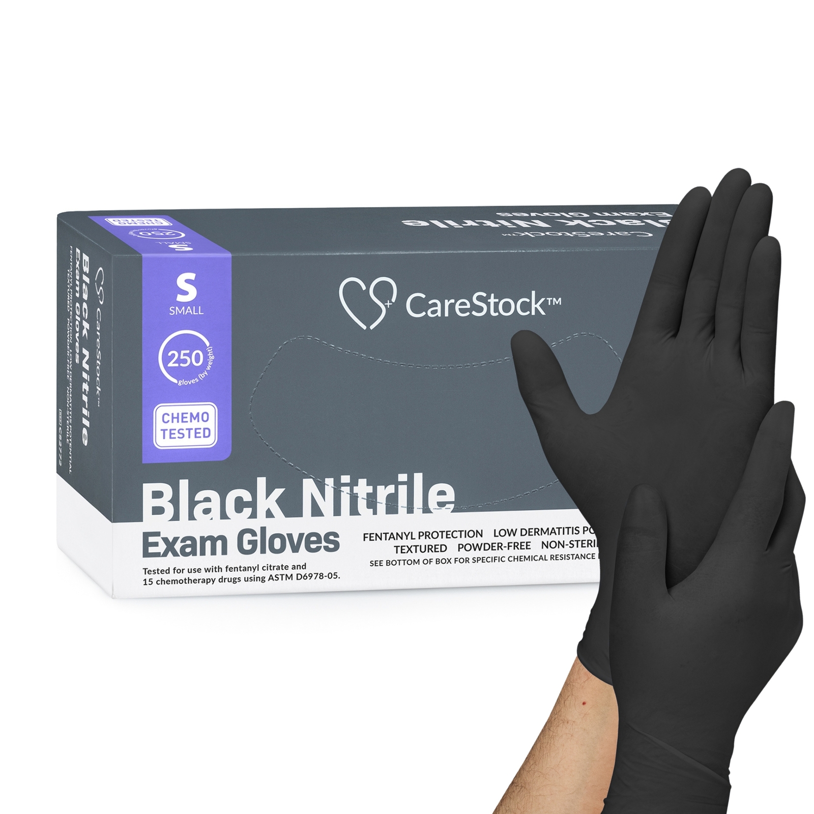 CareStock Nitrile Exam Glove Standard Cuff Length SMALL CS2772 2500 per Case