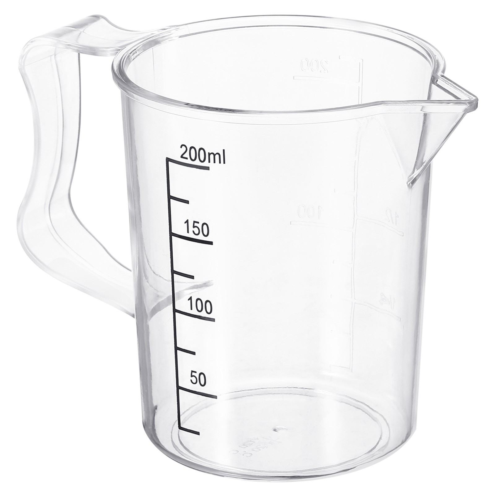 Graduated Beaker, 200ml PC Plastic Liquid Measuring Cup Double Sided Graduations