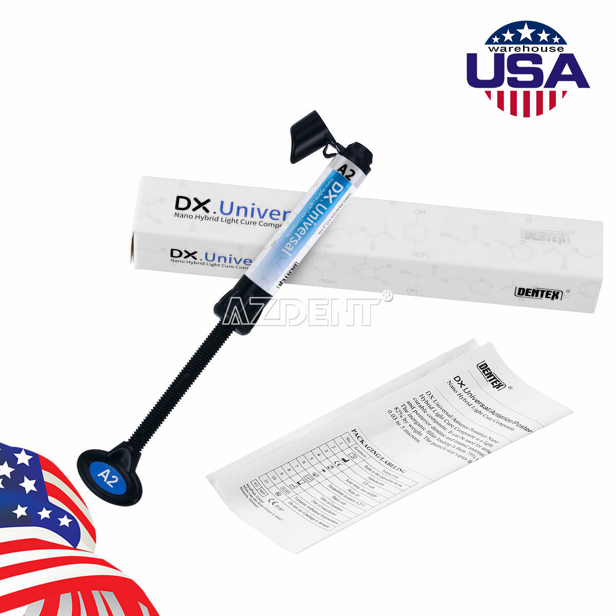 DENTEX Dental Universal Dental Light Cure Hybrid Composite Resin A2 4g/Syringe