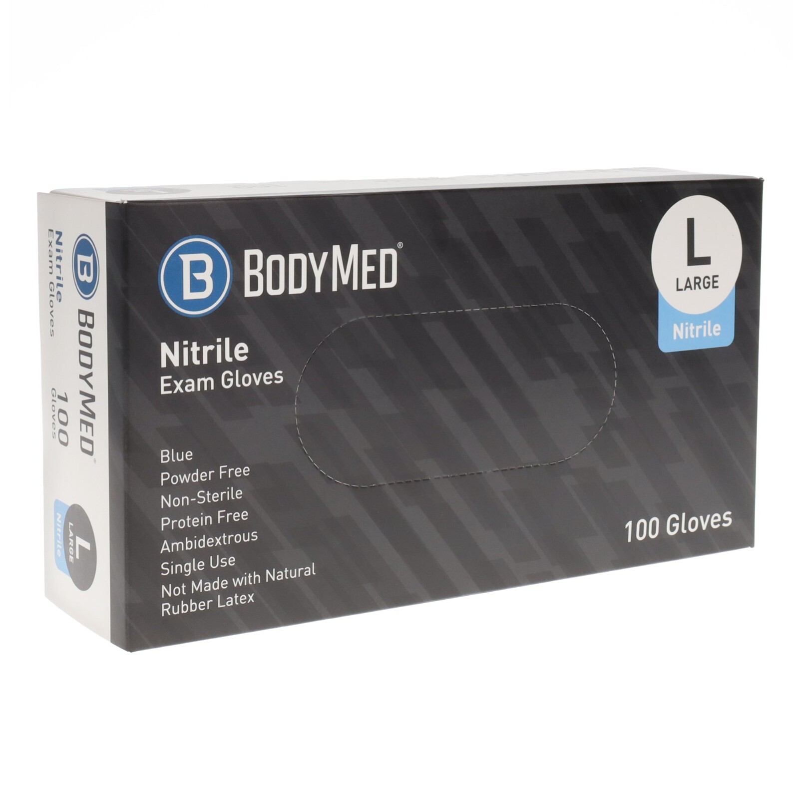 BodyMed Nitrile Exam Gloves Blue Powder Free100gloves Large Size