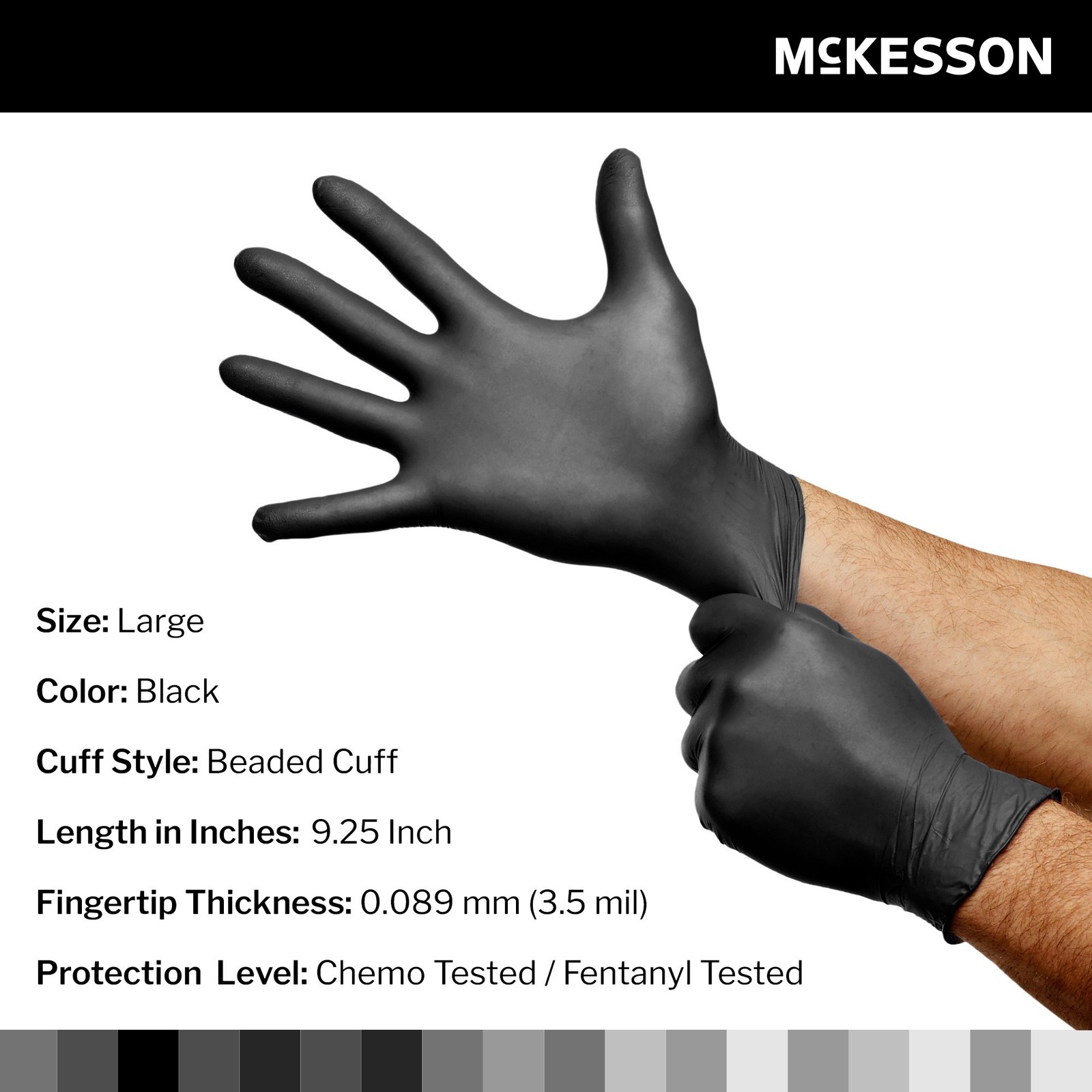 McKesson Confiderm LDC Nitrile Exam Glove Standard Cuff Length LARGE 250 per Box