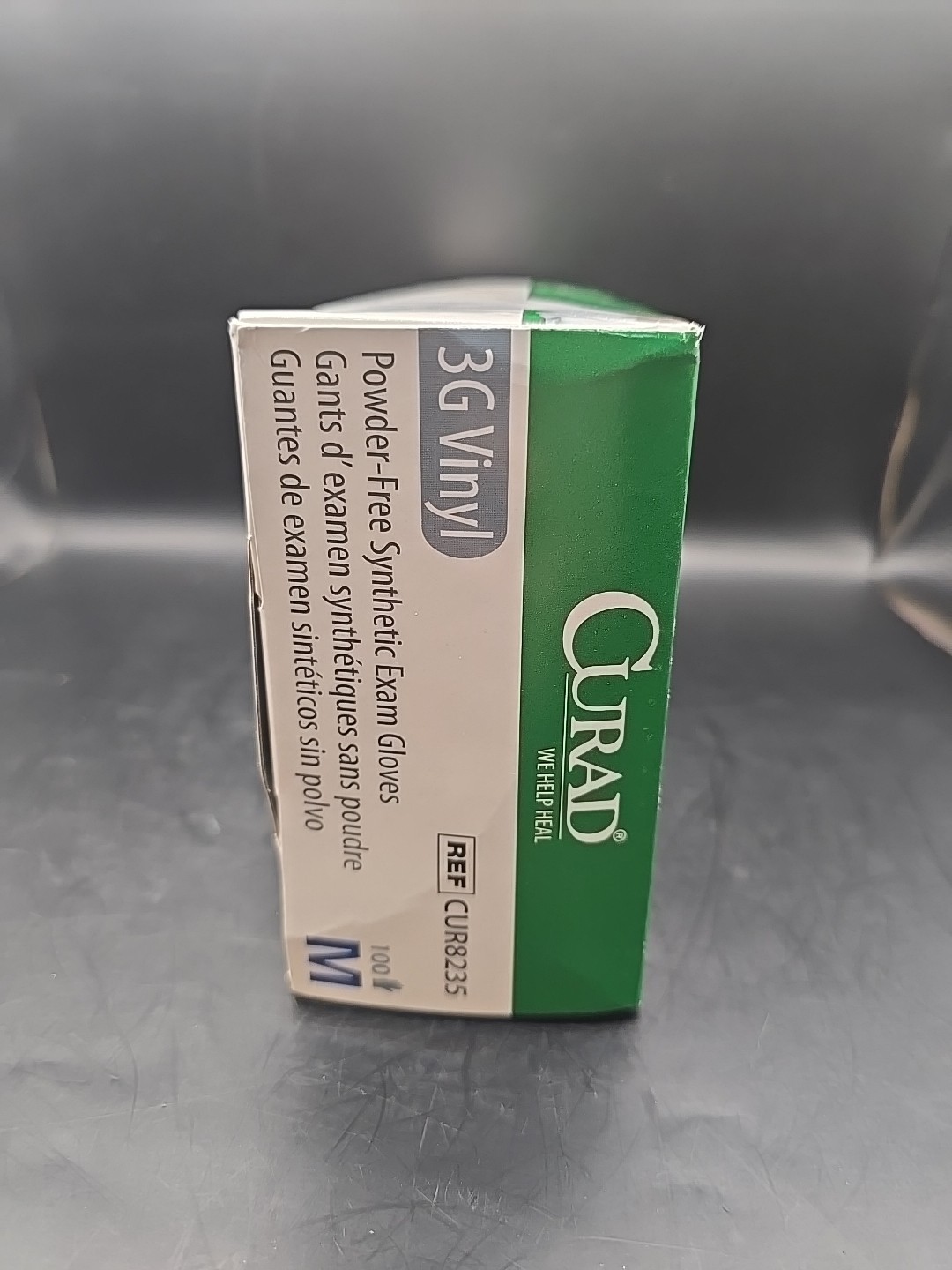 Curad 3G Vinyl Powder Free Exam Gloves Medium 1 Box 100 Gloves