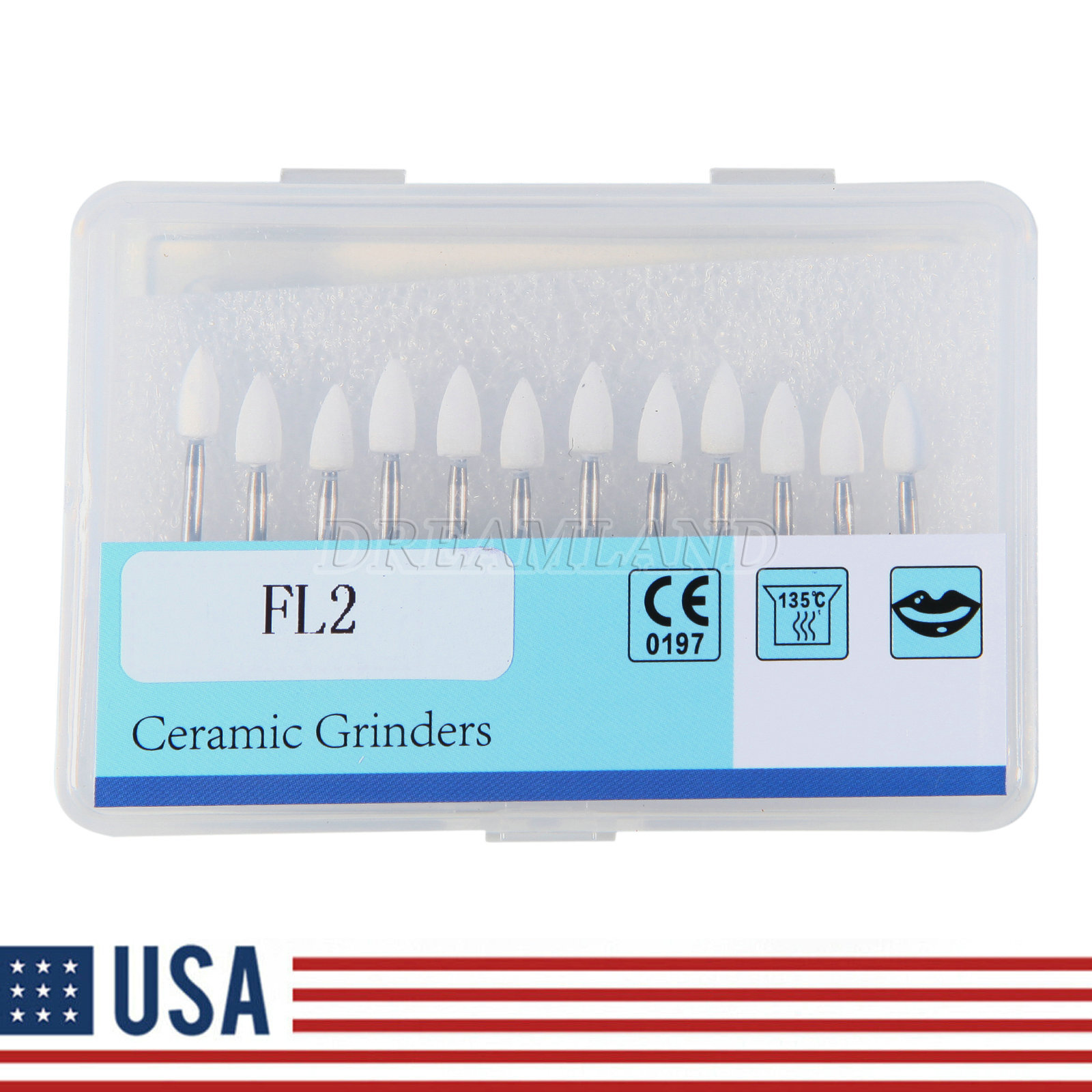 Dental White Polishing Stone FG Burs Flame Cone Shape Burs Drills Arkansas Stone