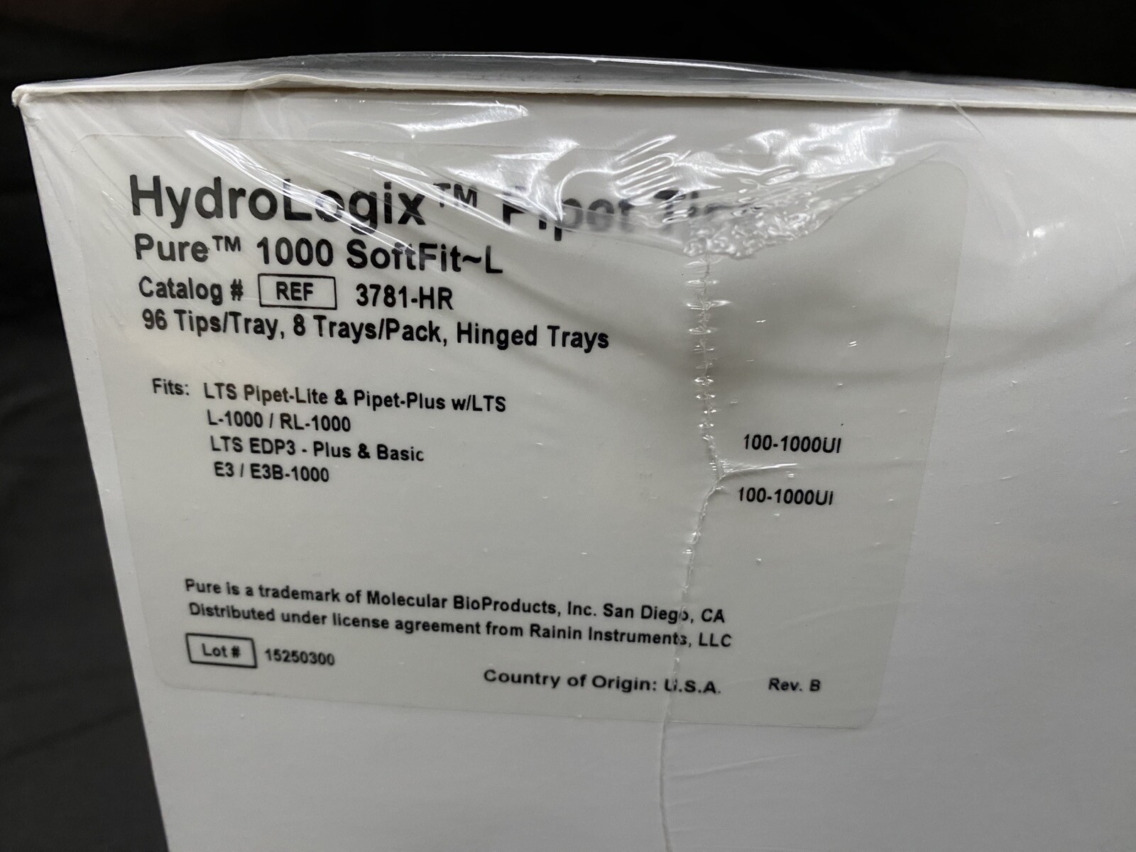 HYDROLOGIX 1000μL Pure Sterile Softfit-L Pipette Tips 3781-HR (768/cs)