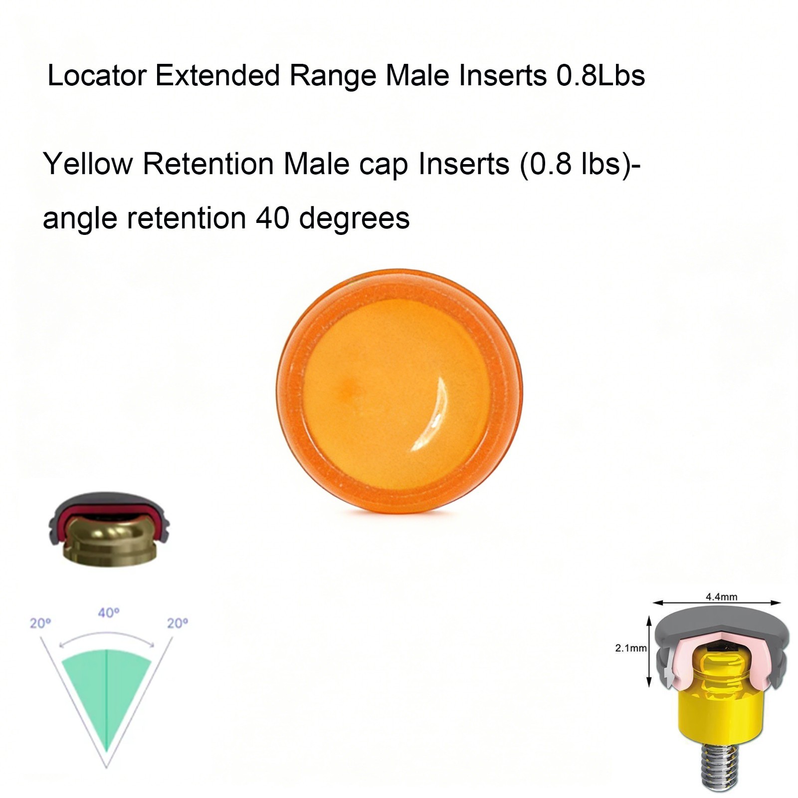 US Locator Classic Replacement Male Caps Retention Inserts 0.8/1.2/2.4lbs Set