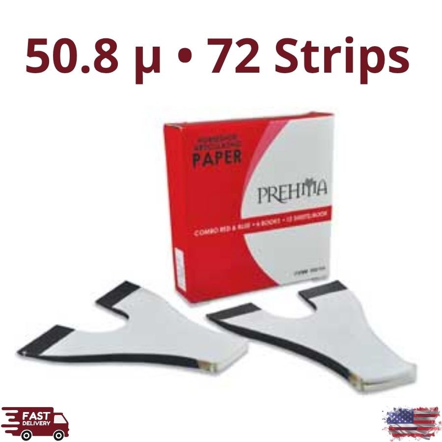 Prehma Dental Articulating Paper Horseshoe 50.8 Micron 72 Strips Occlusal