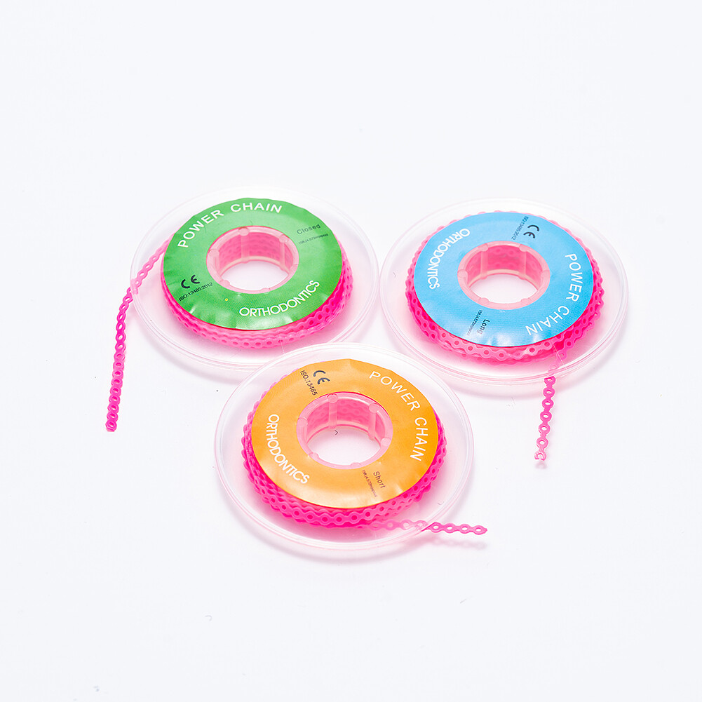 Dental Orthodontic Power Chains Brackets Braces Rubber Bands Short Long Closed