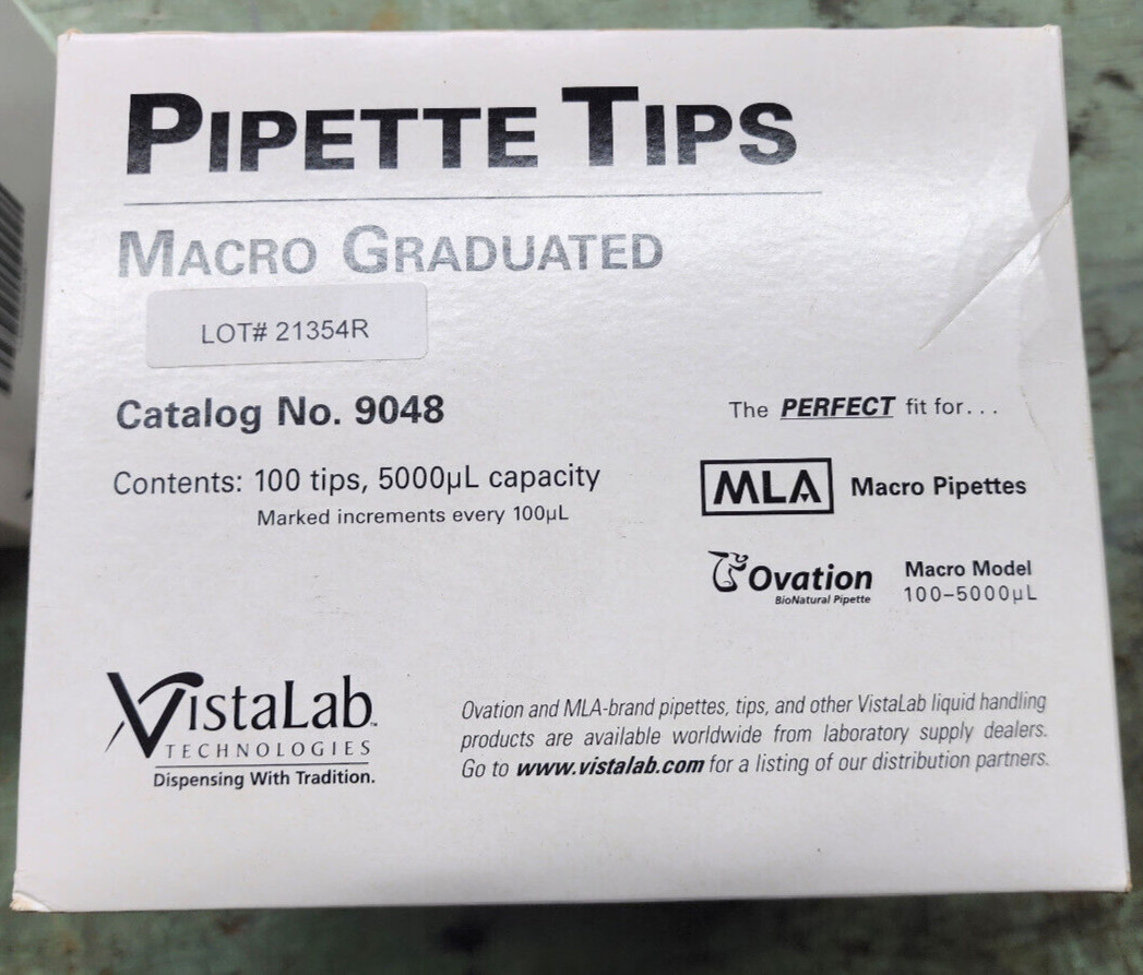 GENUINE VISTALAB MACRO GRADUATED PIPETTE TIPS NO. 9048