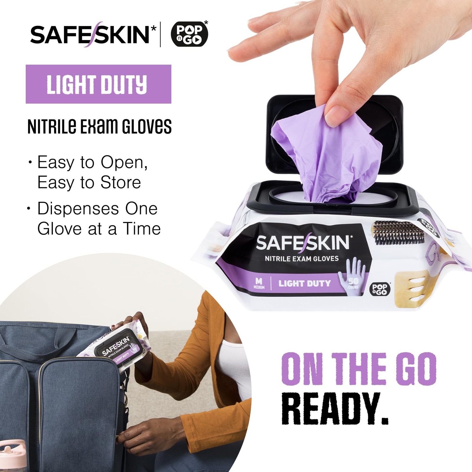 SAFESKIN Disposable Nitrile Gloves in POP-N-GO* Pack of 50 or 200 Powder Free…
