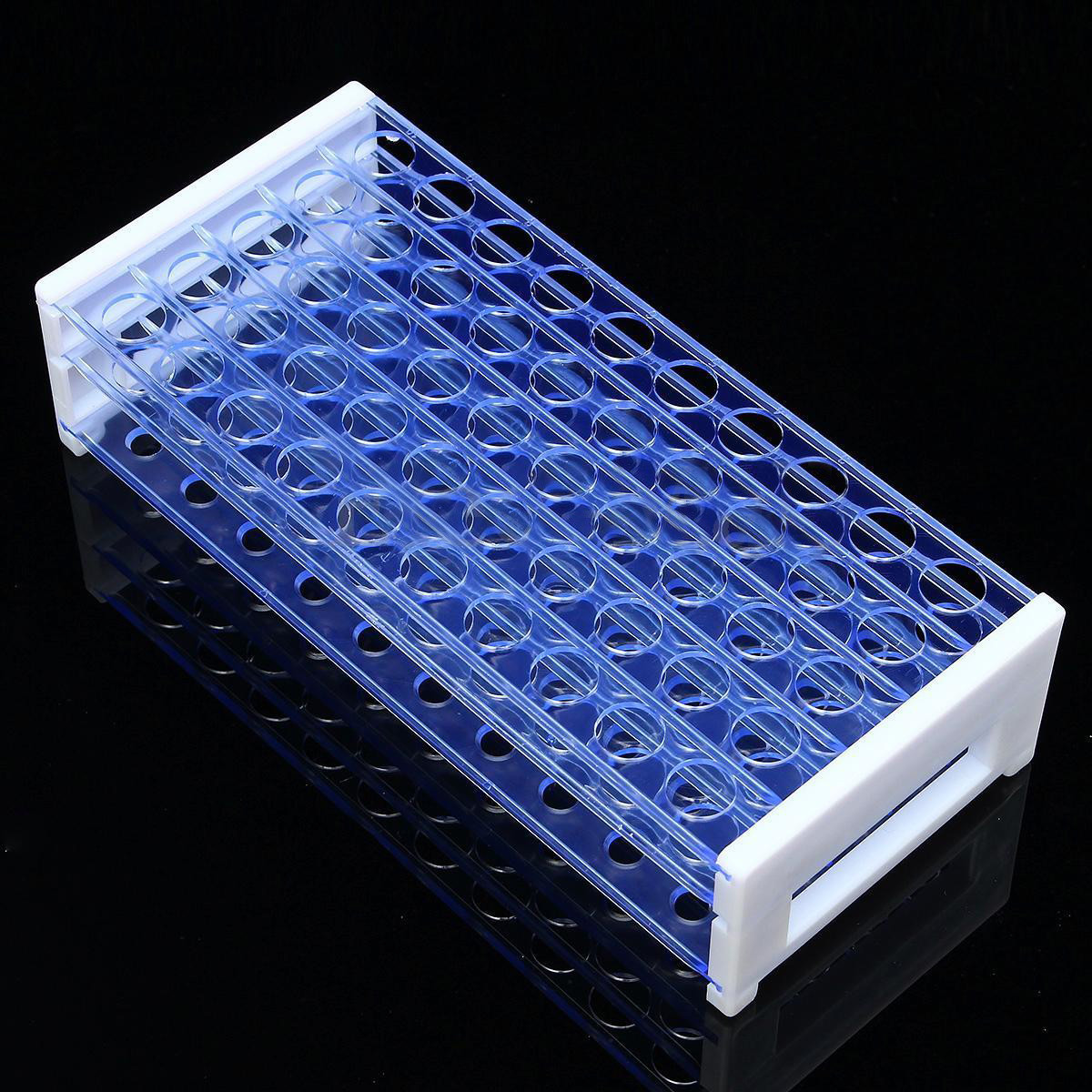 25/50pcs Plastic Test Tubes Vials with Caps & Pipe Rack Holder Stand 40/50 Holes