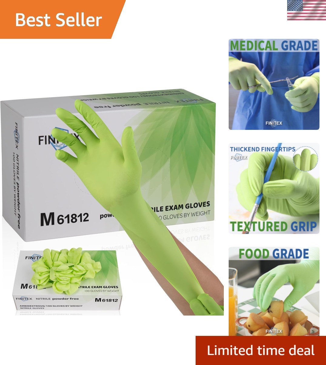 Nitrile Disposable Gloves – Green 3.5mil 100/1000PCS Powder-Free Latex-Free M…