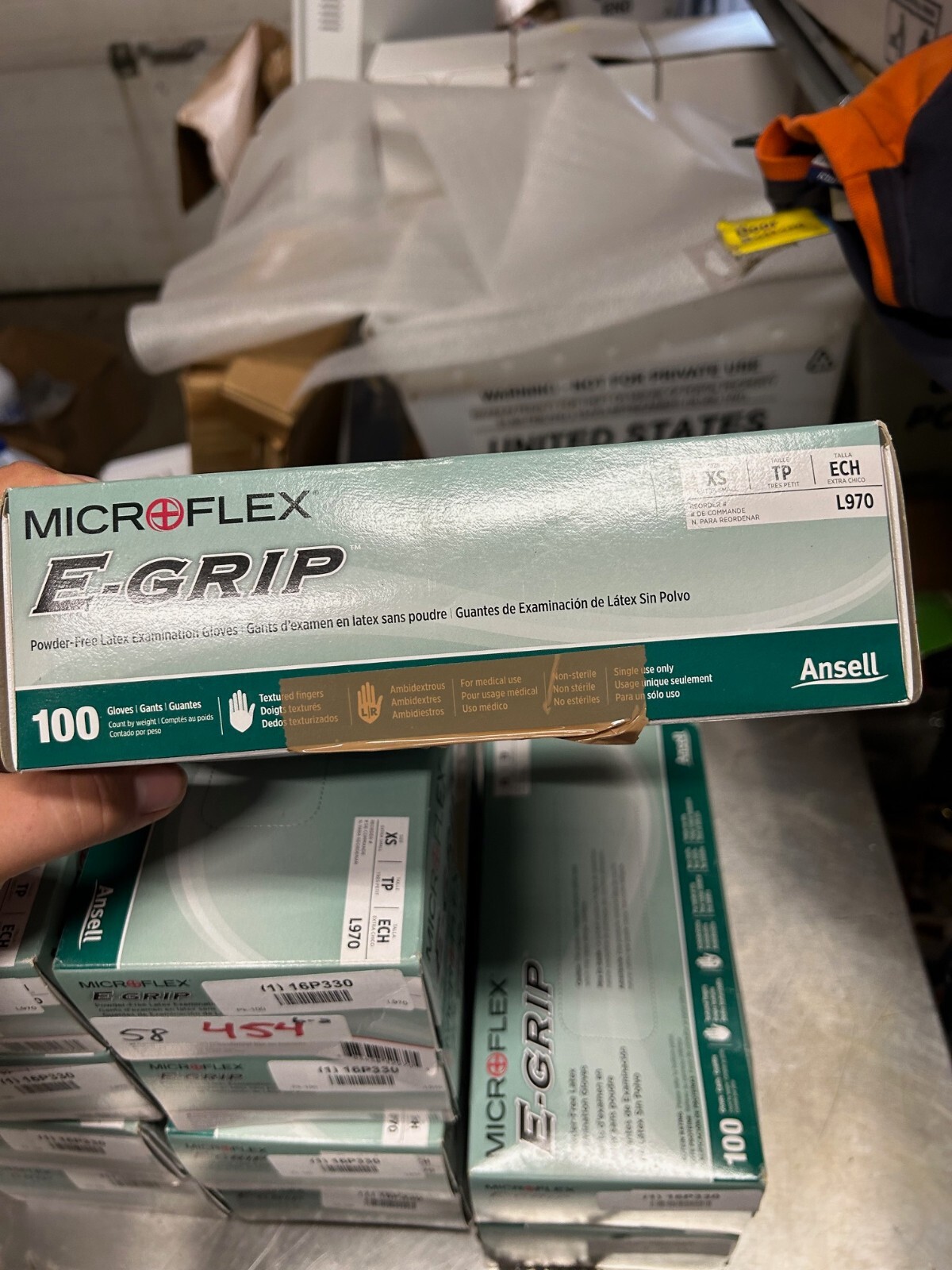 Microflex L970 E-Grip L97 Natural Latex Gloves, X-Small. 16P330
