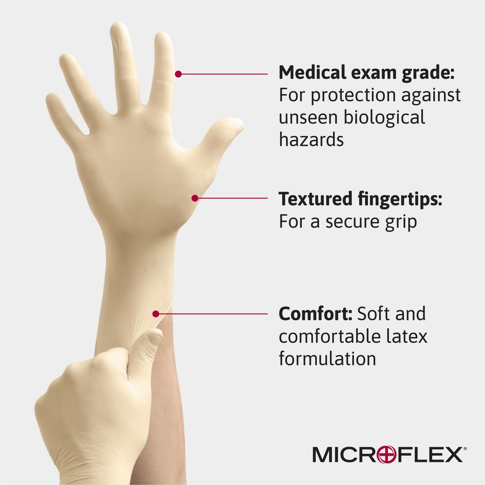 Ansell Microflex Disposable Latex Gloves XL, Natural, Box of 100