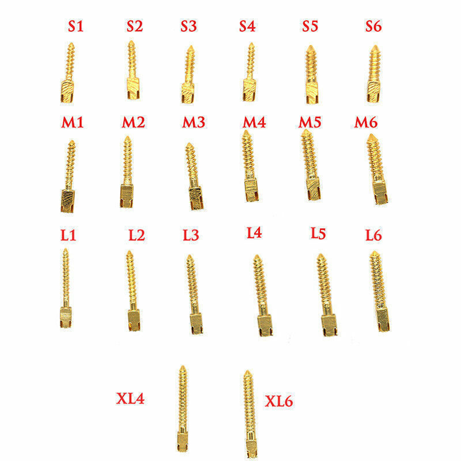 12-60 Pcs Dental Endo Pure Titanium Assorted Conical Screw Posts Root Canal