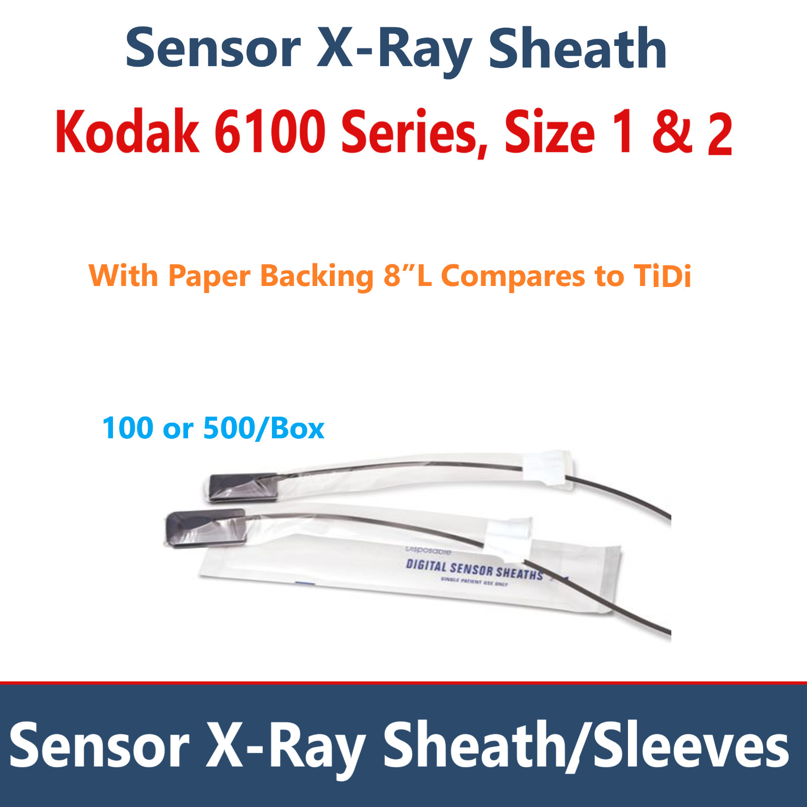 Dental Digital Xray Sensor Sheaths Carestream For Kodak 6100 Size 1 or Size 2