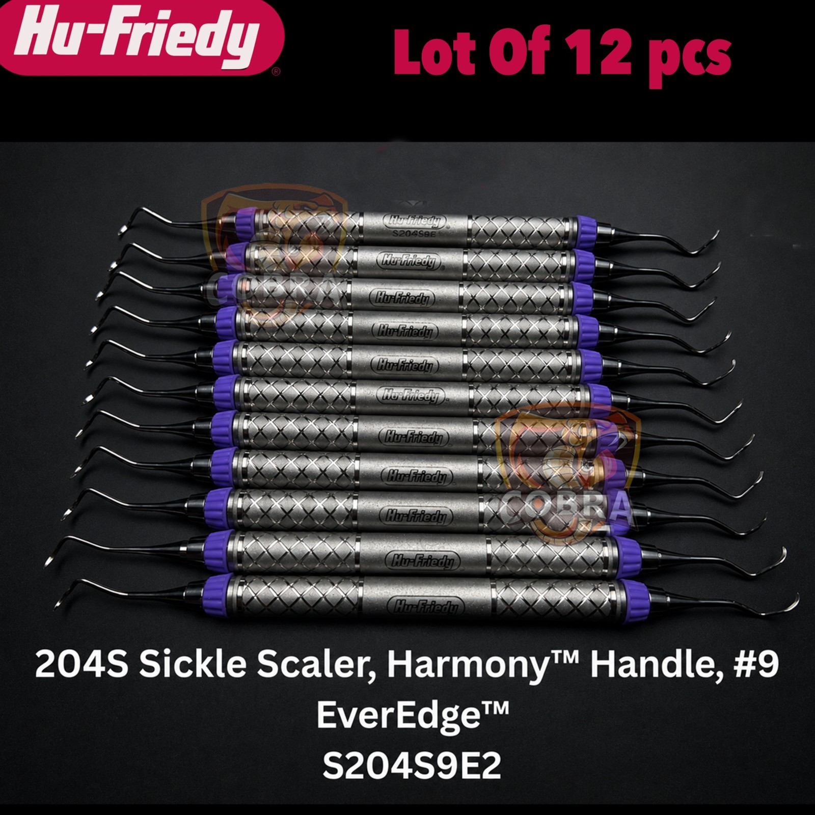 Hu Friedy S204S9E2 EverEdge 2.0 #204S Double End Sickle Scaler #9 Handle 12pcs