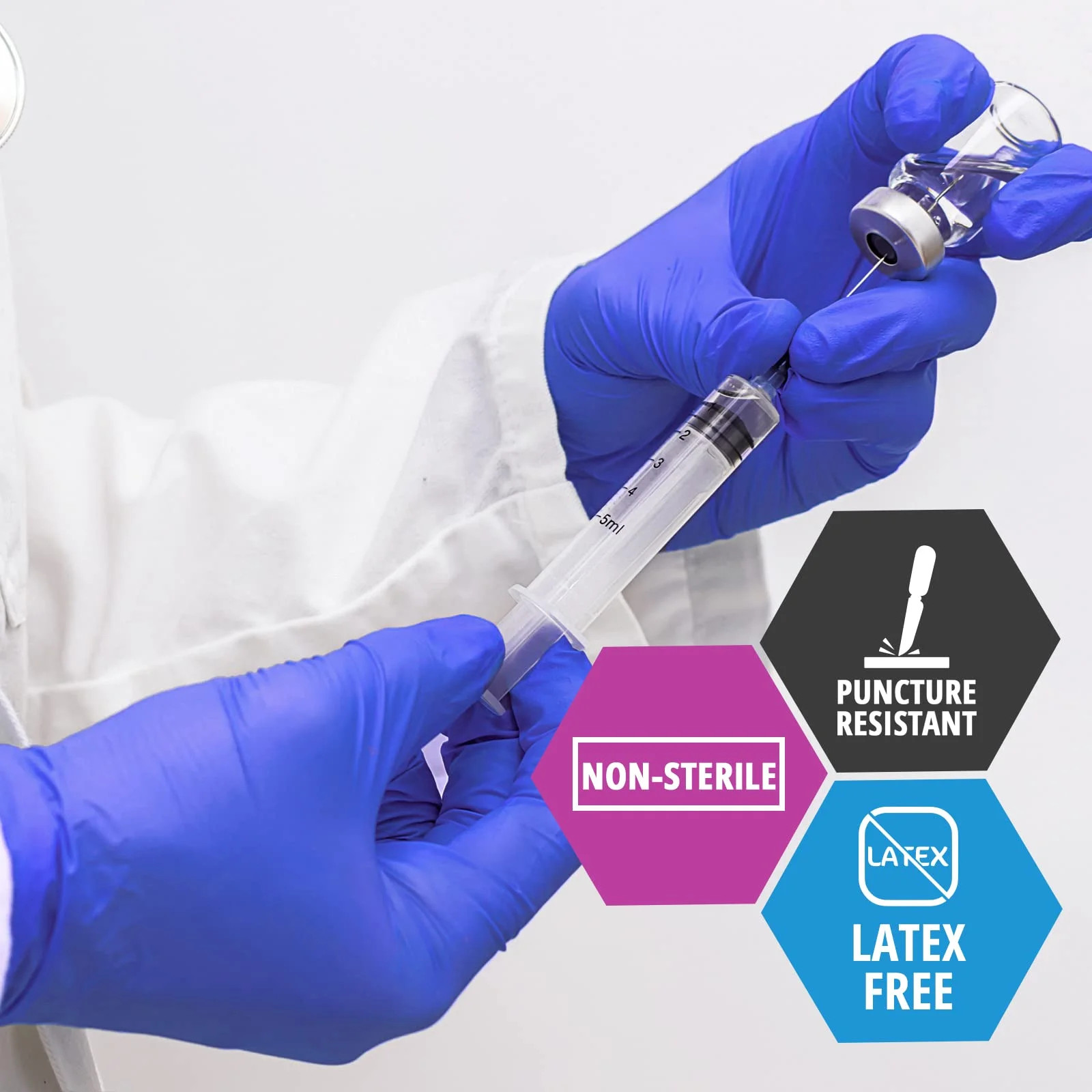 MED PRIDE Nitrile Gloves, 50 Count, Blue, Disposable Powder & Latex-Free Gloves