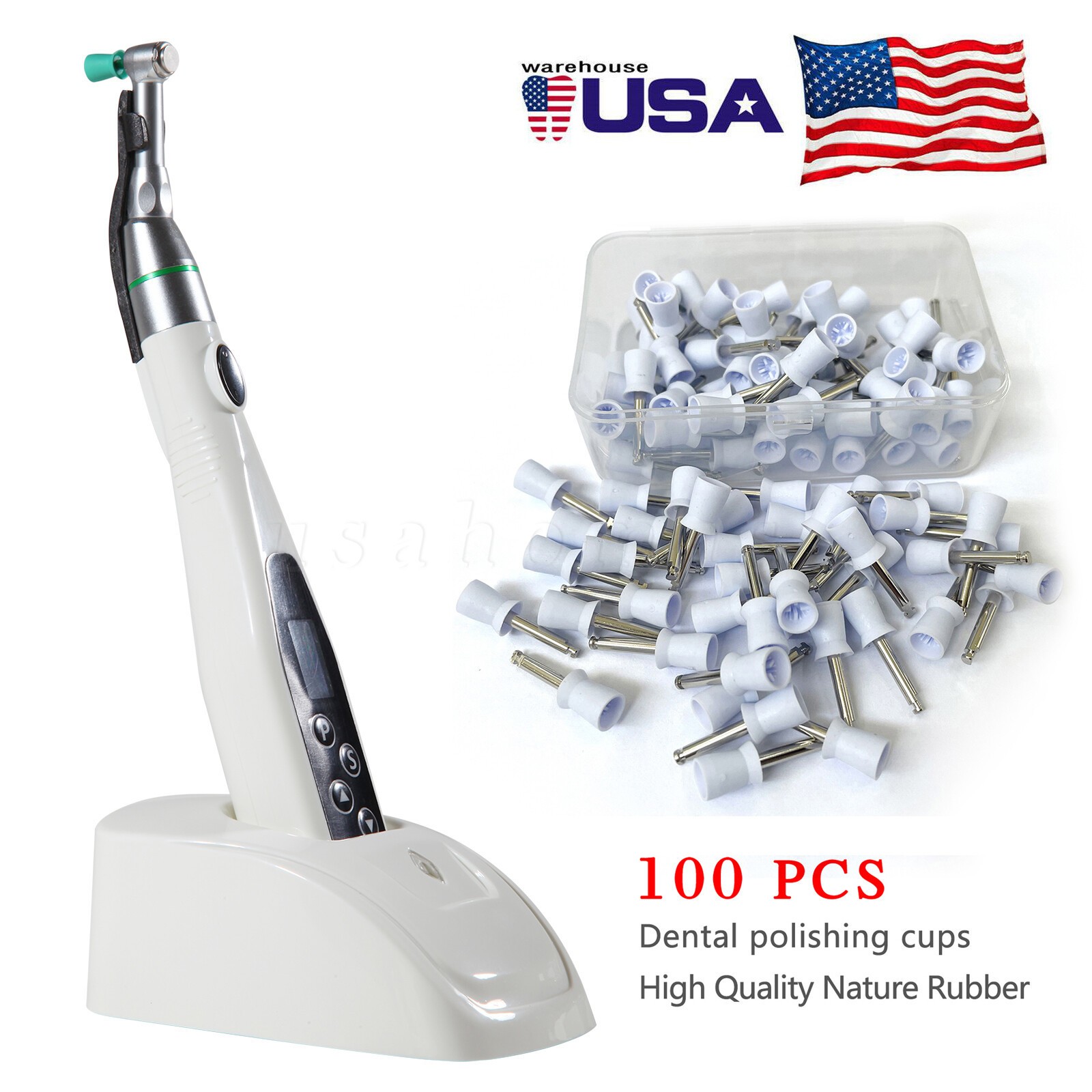 Dental LED Polishing Grinder Motor 4:1 contra angle / 100pcs Polishing cups USA