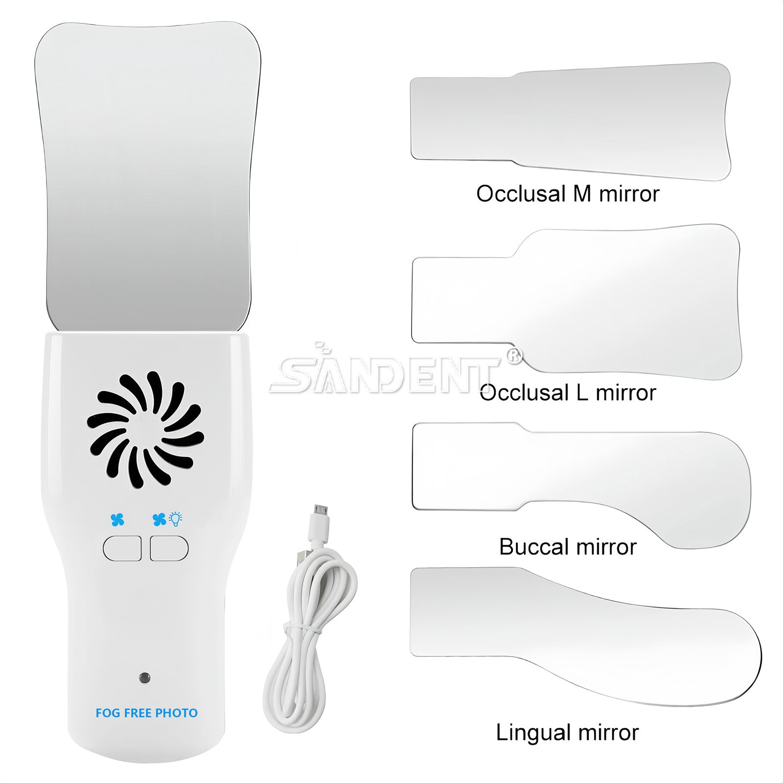 Dental Occlusal Mirror Fog Free LED Intra Oral Photo System 4 Mirrors Anti-Fog d