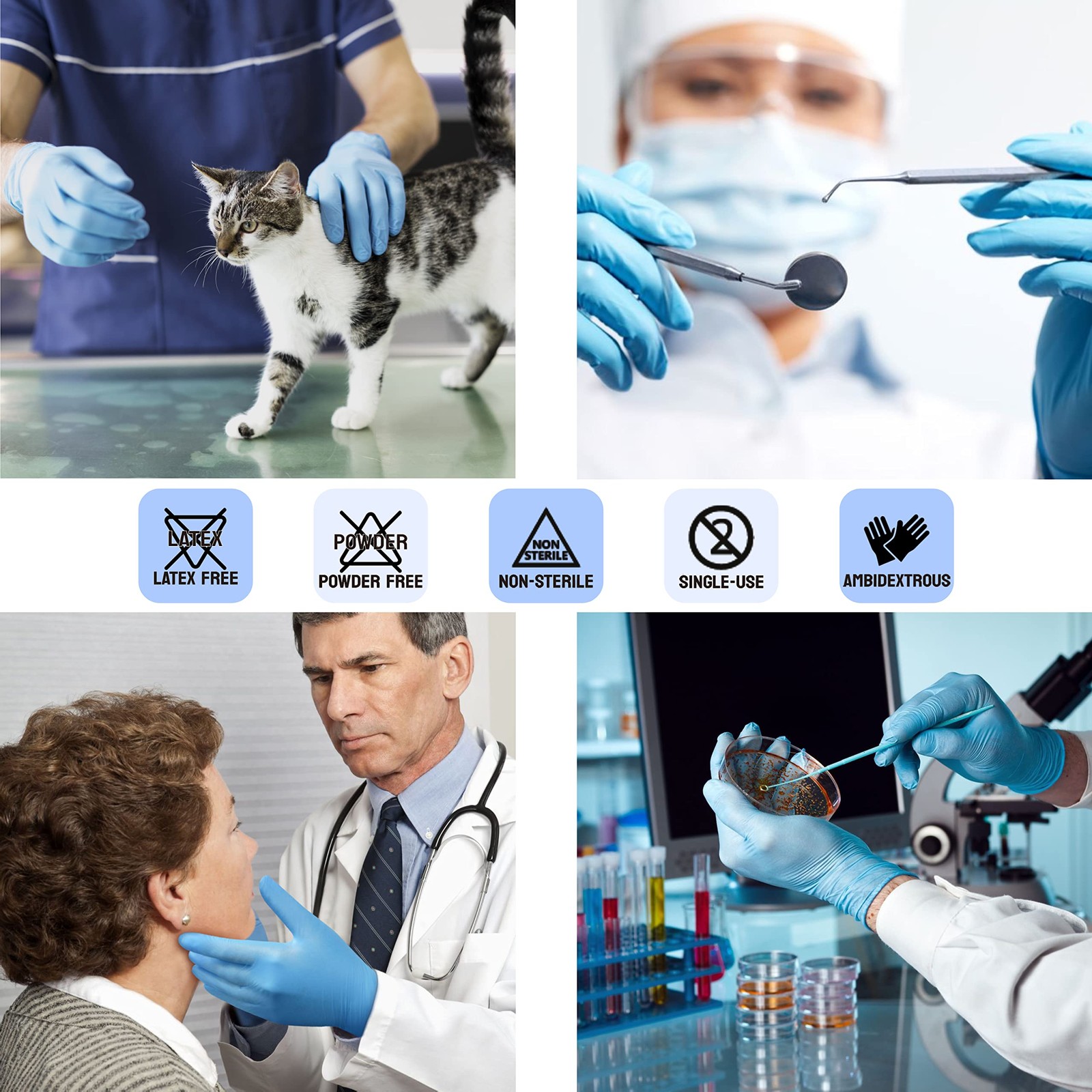 Medium Blue Nitrile Gloves Pack Of 100 Powder Free Latex Free Medical Use
