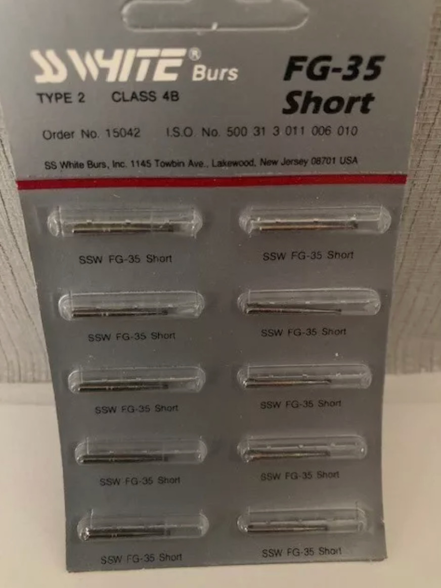SS White Burs, FG 35S, Short Shank, Package of 19, New! See description