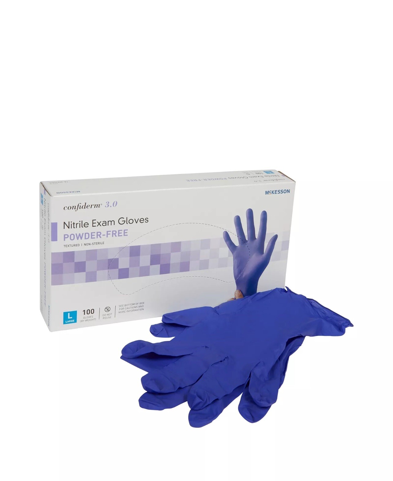 McKesson Confiderm 3.0 Nitrile Exam Glove LARGE 100 per Box / 10 Box Per Case